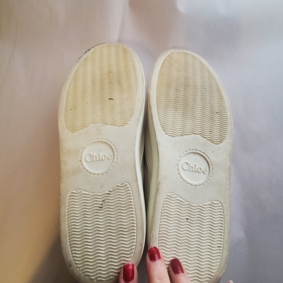 Chloe Lauren Scalloped Slip On White Leather. Platform Trainers Sz 42 womens - Picture 4 of 10